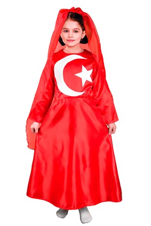 Türk Bayrağı Kostümü Kız Çocuk Kıyafeti