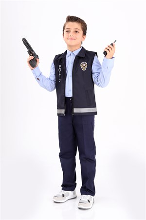 Çocuk Polis Kostümü Aksesuarlı Ve Yelekli Takım