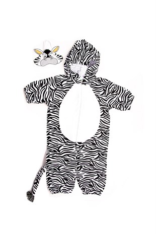 Kısa Kollu Bebek Pamuklu Zebra Kostümü Tulumu