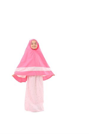 Kız Çocuk Namaz Elbisesi Renkli Yıldız Baskılı