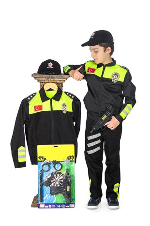 Trafik Polisi Çocuk Kostümü Üniforması Sarı