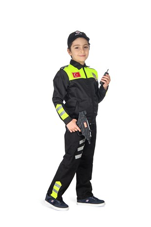 Trafik Polisi Çocuk Kostümü Üniforması Sarı