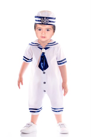 Yazlık Erkek Bebek Denizci Bahriyeli Tulum Kostüm