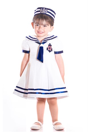Yazlık Kız Bebek Denizci Bahriyeli Elbisesi Kostümü